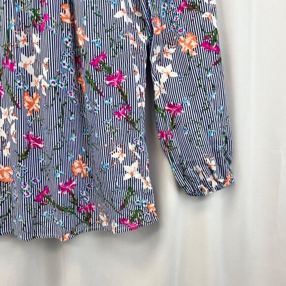 Maurices Cold Shoulder Long Sleeve Smocked Blouse Blue/Multi Women’s Size Small - Picture 5 of 9